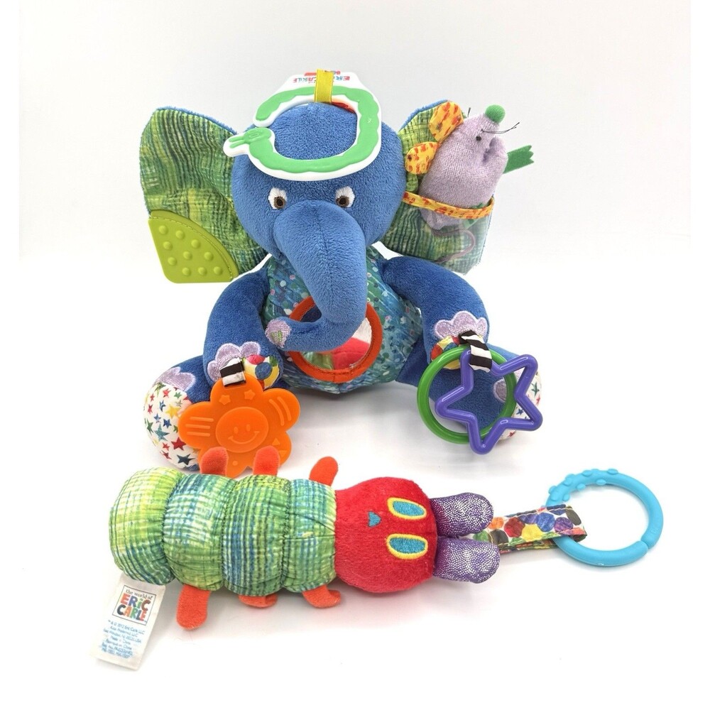 Eric Carle Lot Elephant Plush Lovey Activity Teether Hungry Caterpillar Rattle